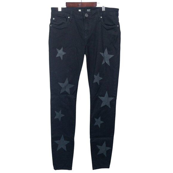 Kut From The Kloth Mia Skinny Black Denim Stars SZ 8 31" L Indie Goth Punk - Picture 1 of 14